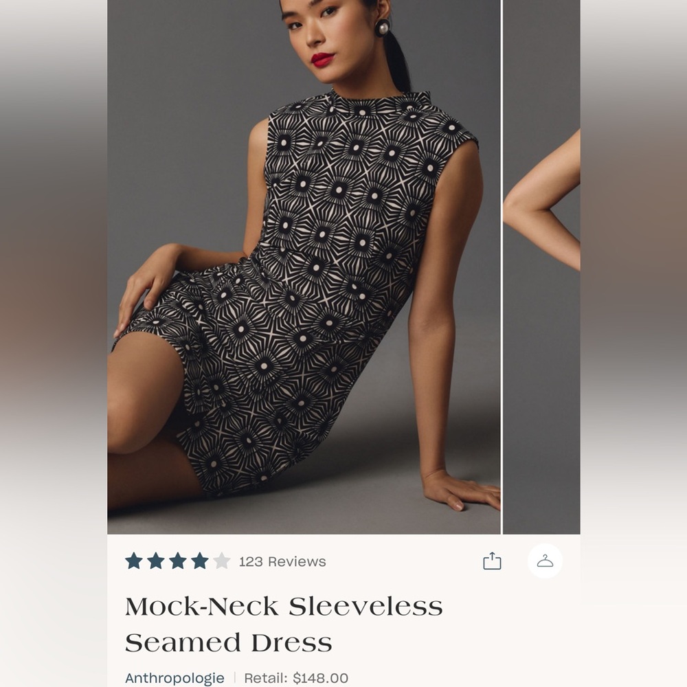 Mock-Neck Sleeveless
Seamed Dress